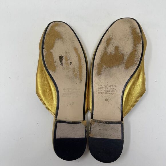 Silent D Women's Mule Slides Shoes Horsebit Slip On Flat Shoes Gold Size EU 40 - Picture 8 of 11